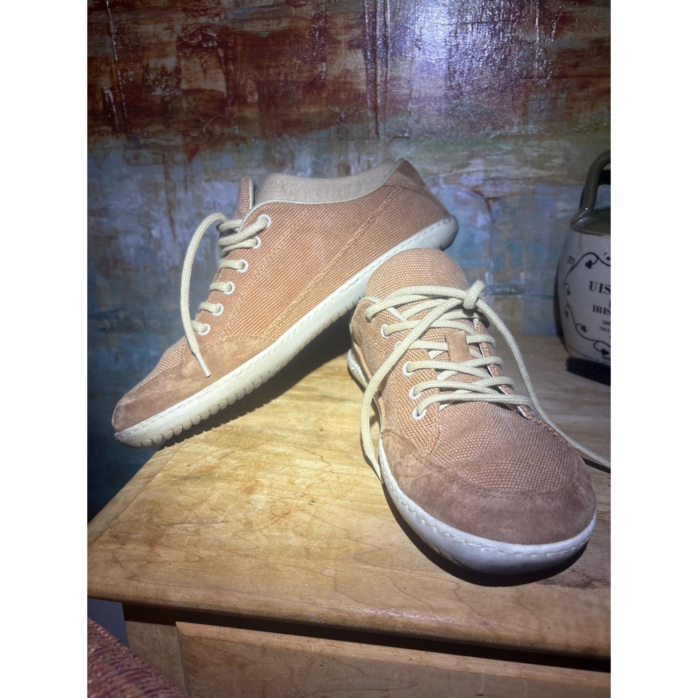 Groundies Urban Barefootwear Tan Canvas Suede Minimalist Sneakers Womens 10 EU41